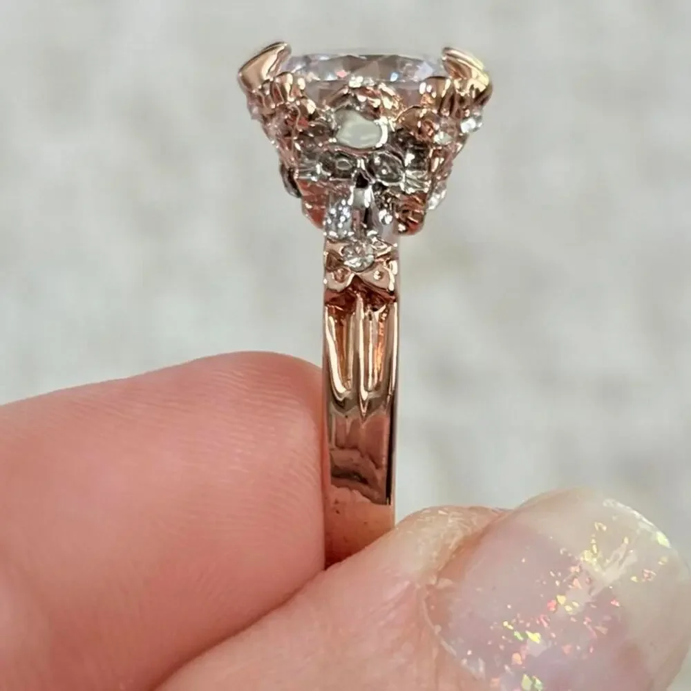 Rose Gold with Silver Skulls Ring Size 7
